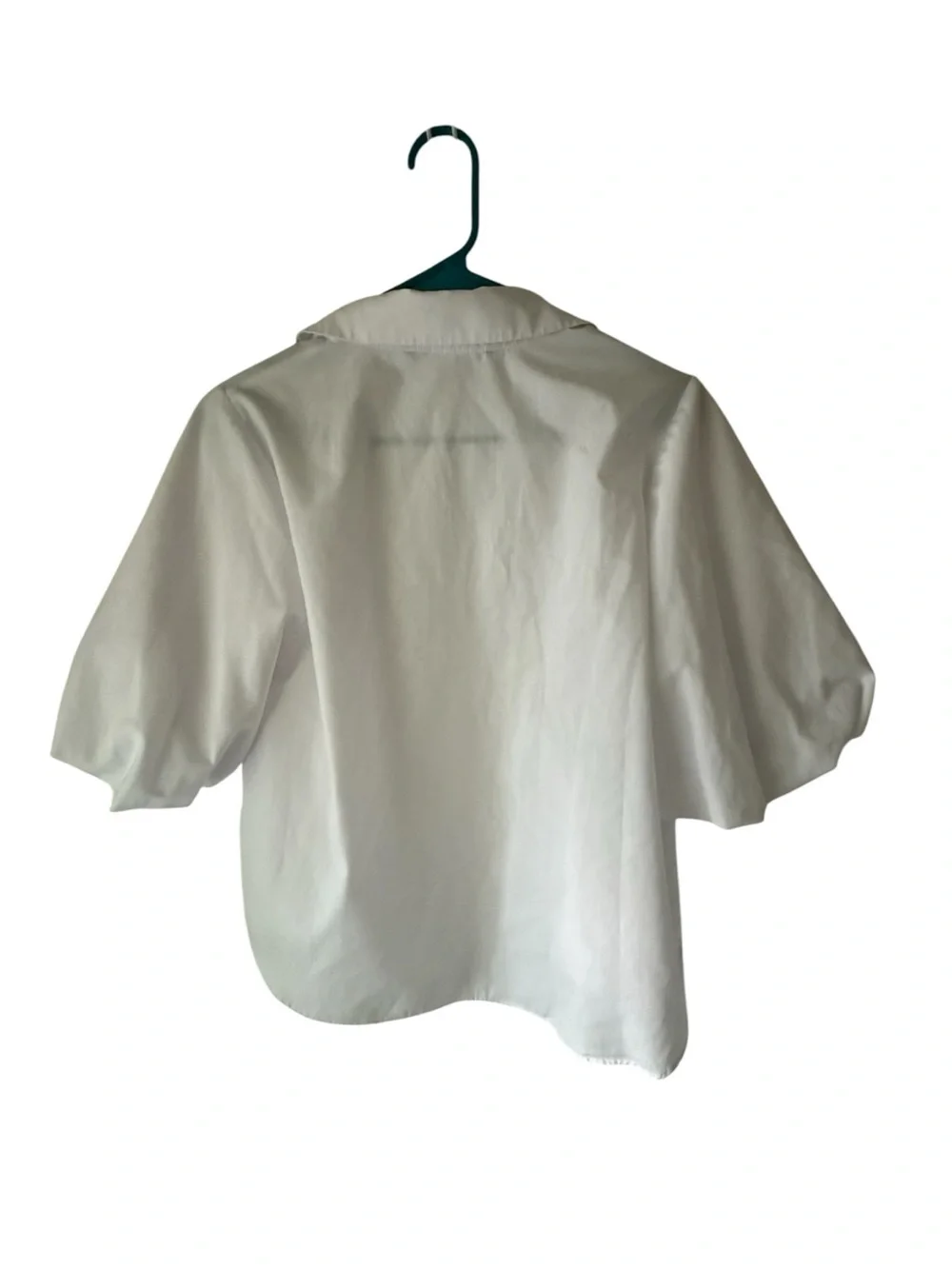 ZARA Women’s White Cotton Woven Collared Button-Up Puff Short Sleeve Blouse M